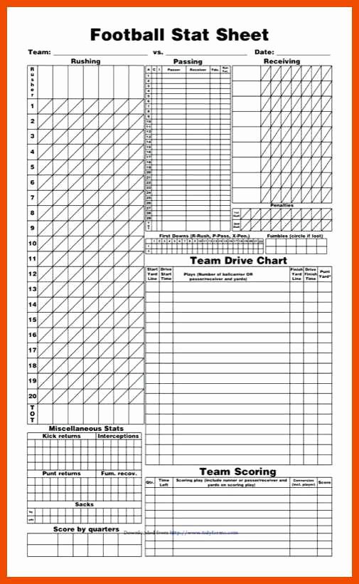 Football Stat Sheet Template Excel Awesome 3 4 Free Football Stat Sheet Template