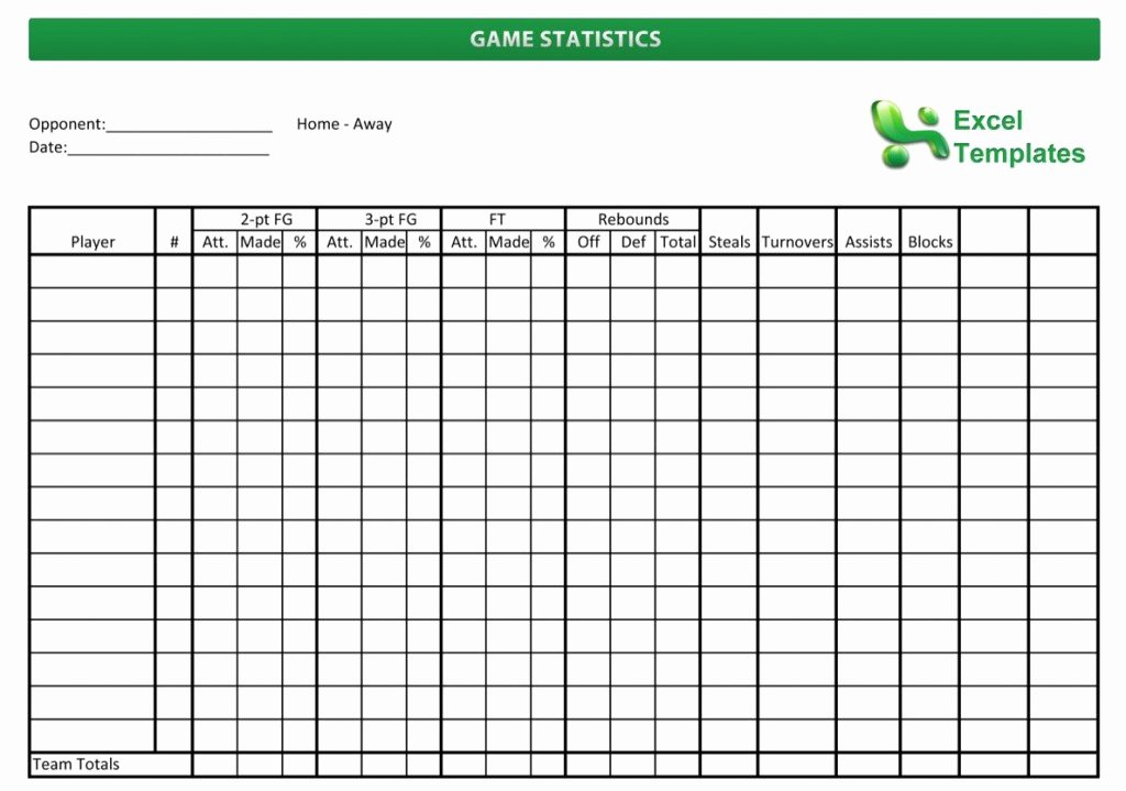 Football Stat Sheet Template Excel Unique Basketball Score Sheet Template