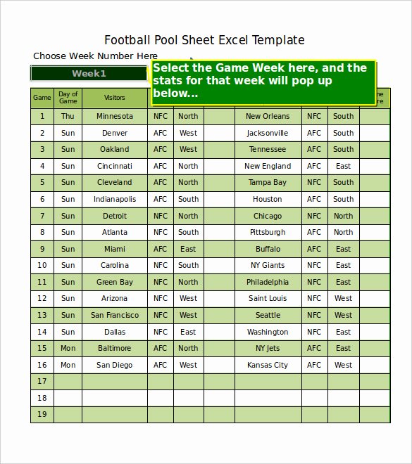Football Stats Sheet Excel Template Beautiful 19 Football Pool Templates Word Excel Pdf