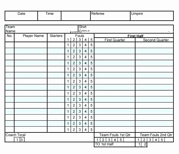 Football Stats Sheet Excel Template New 15 Stat Sheet for Basketball