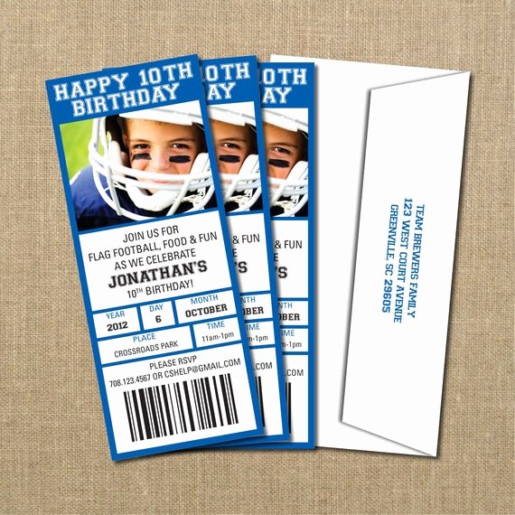 Football Ticket Birthday Invitations Awesome Football Birthday Game Ticket Invitation Digital by Perchedowl