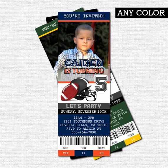 Football Ticket Birthday Invitations Awesome Football Ticket Invitations Birthday Party Print by nowanorris