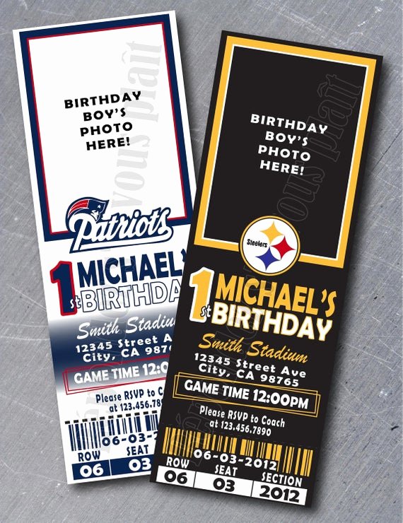 Football Ticket Birthday Invitations Awesome Items Similar to Sports Ticket Invitation Any Team On Etsy