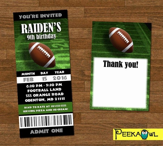 Football Ticket Birthday Invitations Awesome Printable Boys Football Invitation Ticket Boys Football