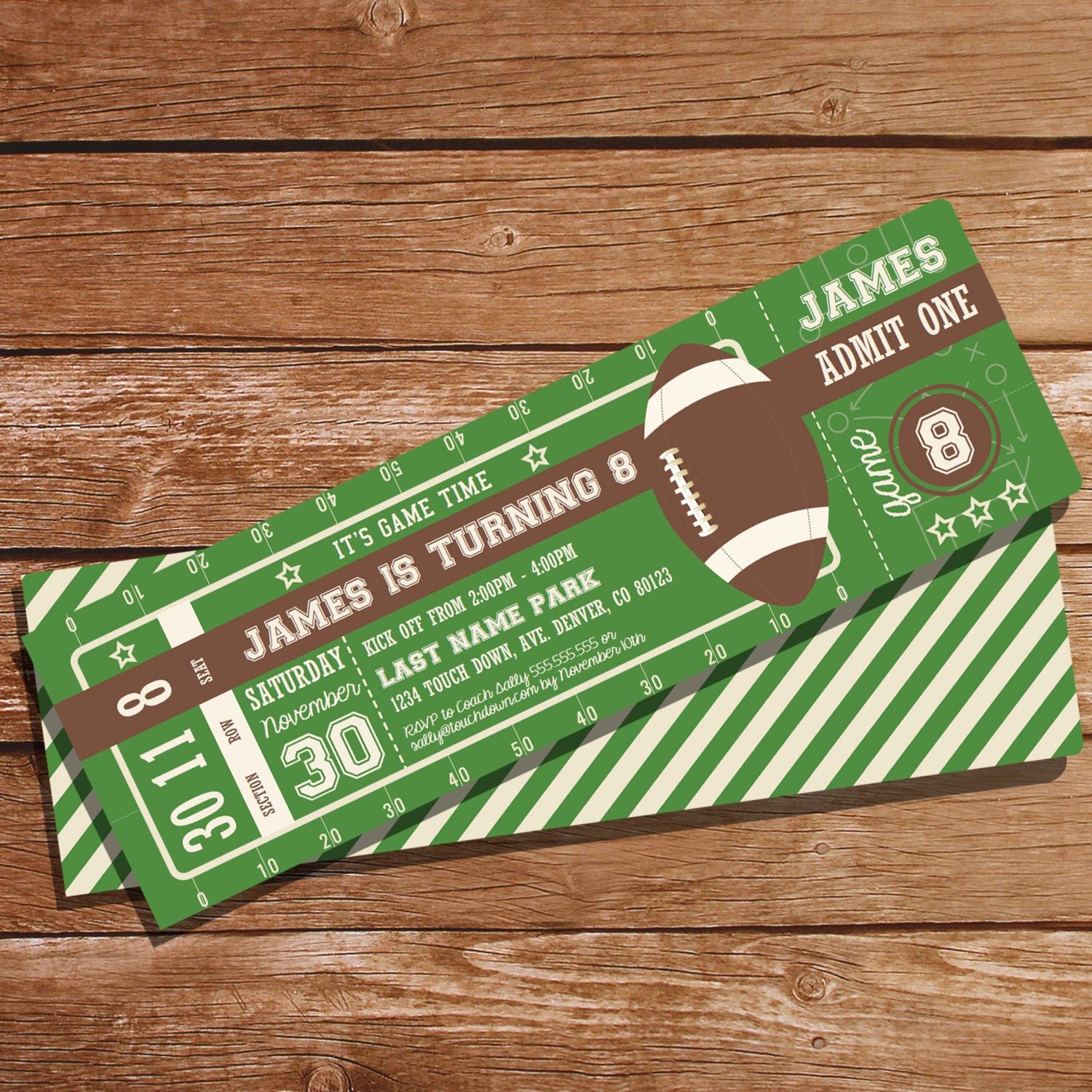 Football Ticket Birthday Invitations Beautiful Football Party Ticket Invitation Football Invitation