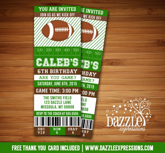 Football Ticket Birthday Invitations Elegant Printable Football Ticket Birthday Invitation Super Bowl