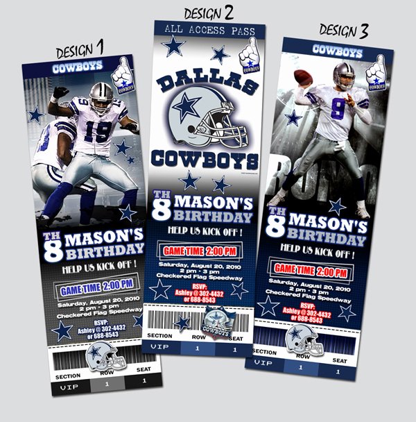 Football Ticket Birthday Invitations Fresh Dallas Cowboys Ticket Birthday Party Invitation Football