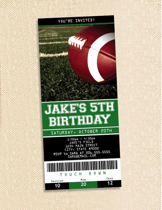 Football Ticket Birthday Invitations Fresh Football Ticket Birthday Invitations Set Of 35