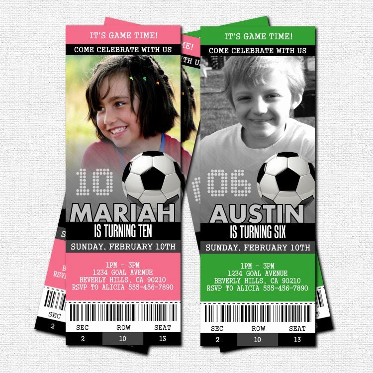 Football Ticket Birthday Invitations Fresh soccer Ticket Invitations Birthday Party Print Your by