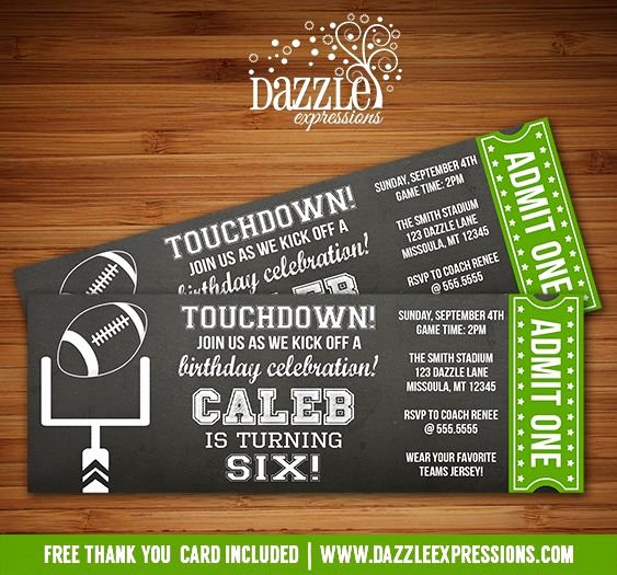 Football Ticket Birthday Invitations New Printable Chalkboard Football Ticket Birthday Invitation