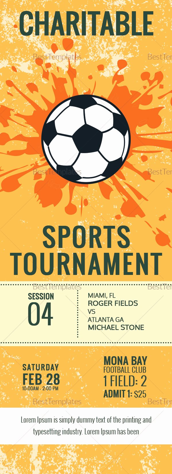 Football Ticket Template Beautiful Football tournament Ticket Design Template In Word Psd