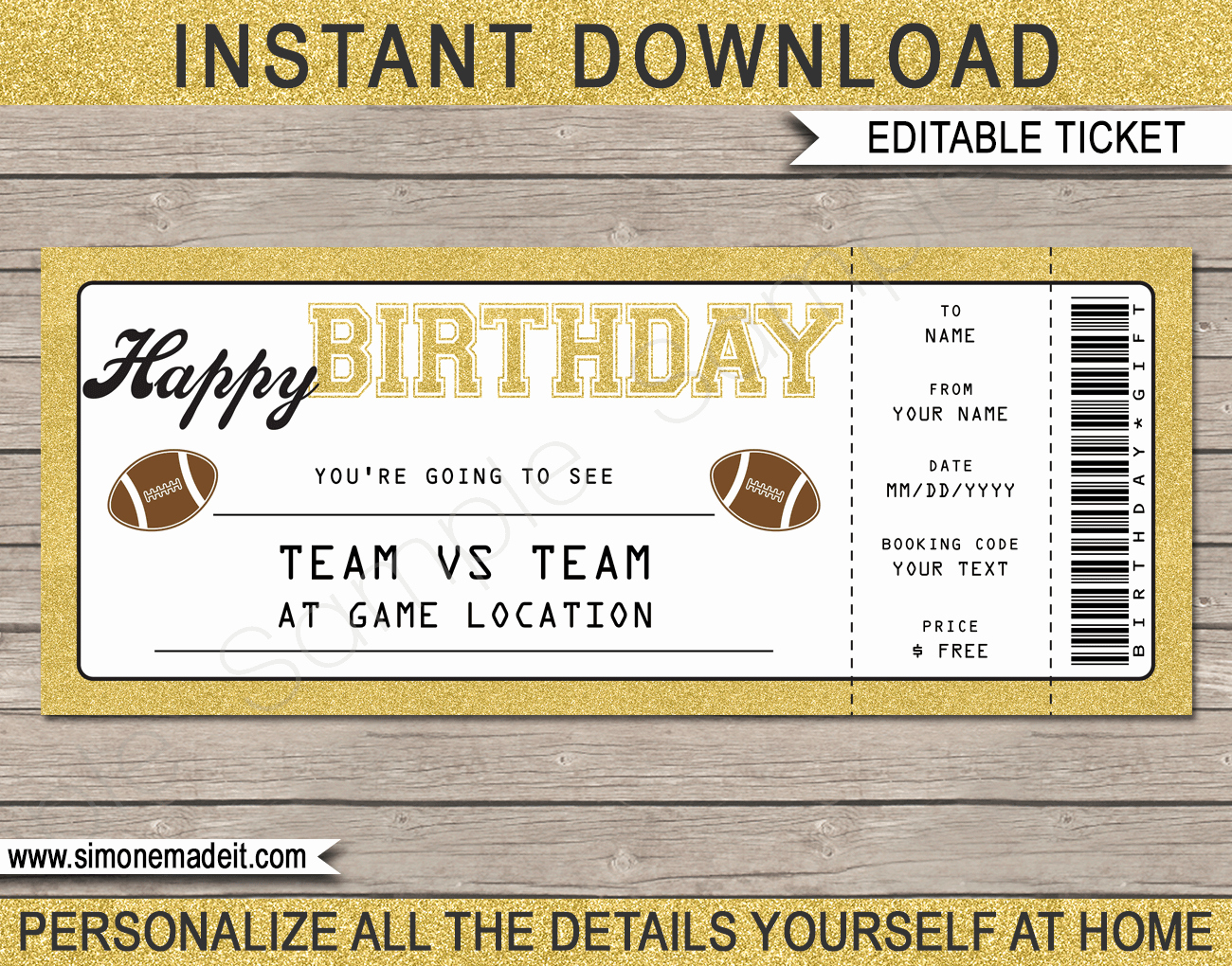 Football Ticket Template Beautiful Printable Football Game Ticket Gift