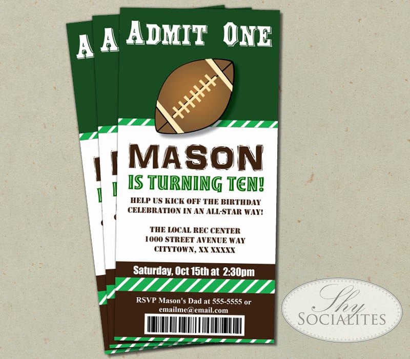 Football Ticket Template Luxury Football Ticket Printable Invitations Admit E Football