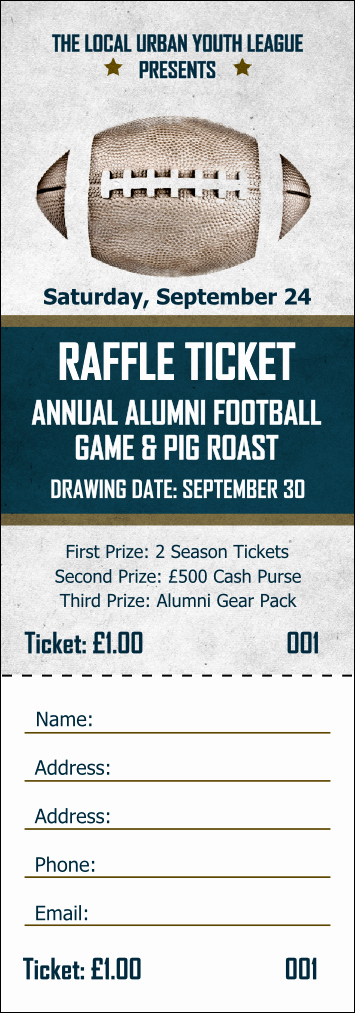 Football Ticket Template Unique Football Blue Raffle Ticket