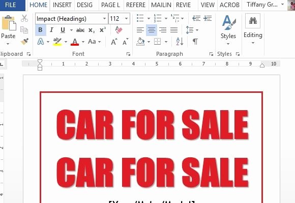 For Sale Sign Template Microsoft Word Luxury Car for Sale Sign Word Template