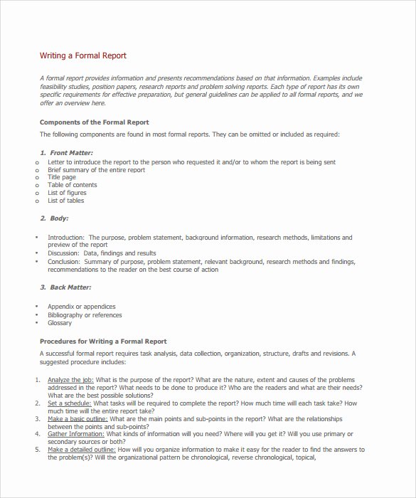 Formal Business Report Example Beautiful formal Report Template 12 Download Documents In Pdf