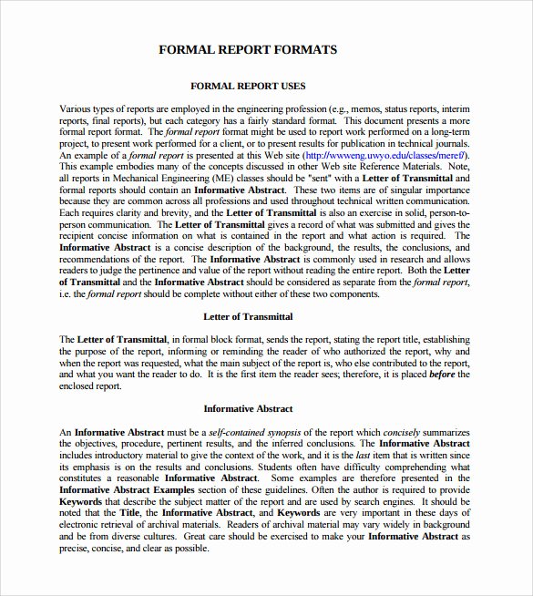 Formal Business Report Example Elegant Sample formal Report 25 Documents In Pdf Word Docs