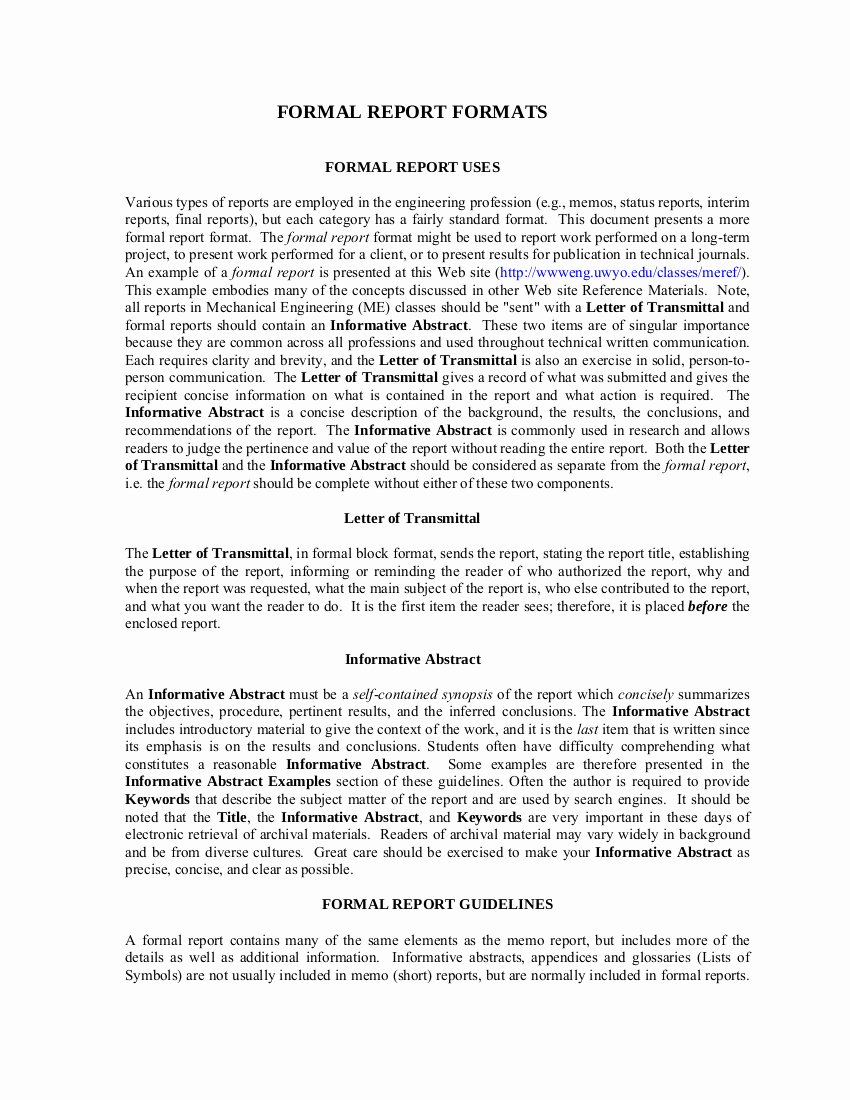 Formal Business Report Example Fresh 8 formal Report Template Examples Pdf