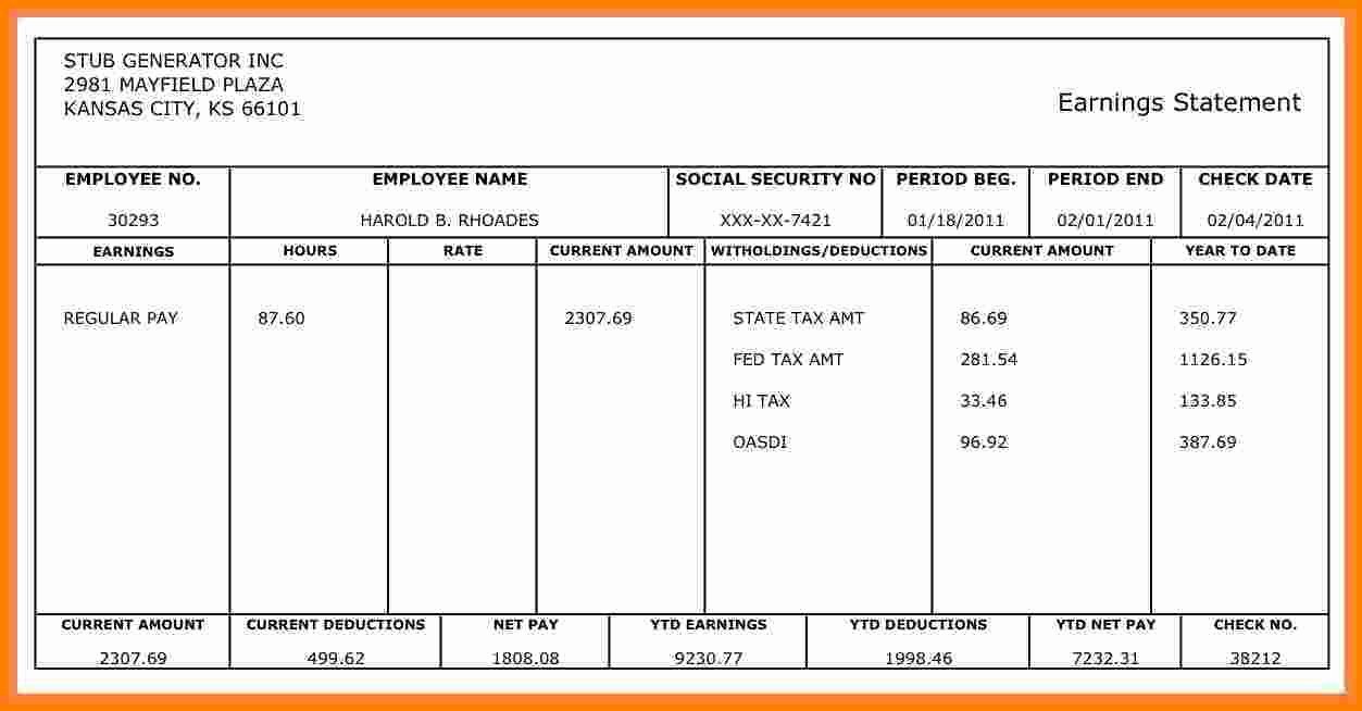 Free 1099 Pay Stub Template Elegant 8 Fillable Pay Stub