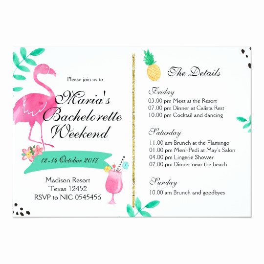 Free Bachelorette Itinerary Template Beautiful Flamingo Bachelorette Weekend Itinerary Invitation