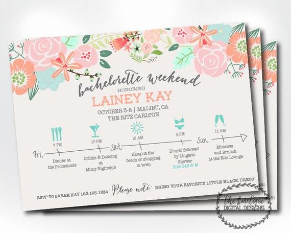 Free Bachelorette Itinerary Template Lovely Bachelorette Party Itinerary Invitation Bachelorette Weekend