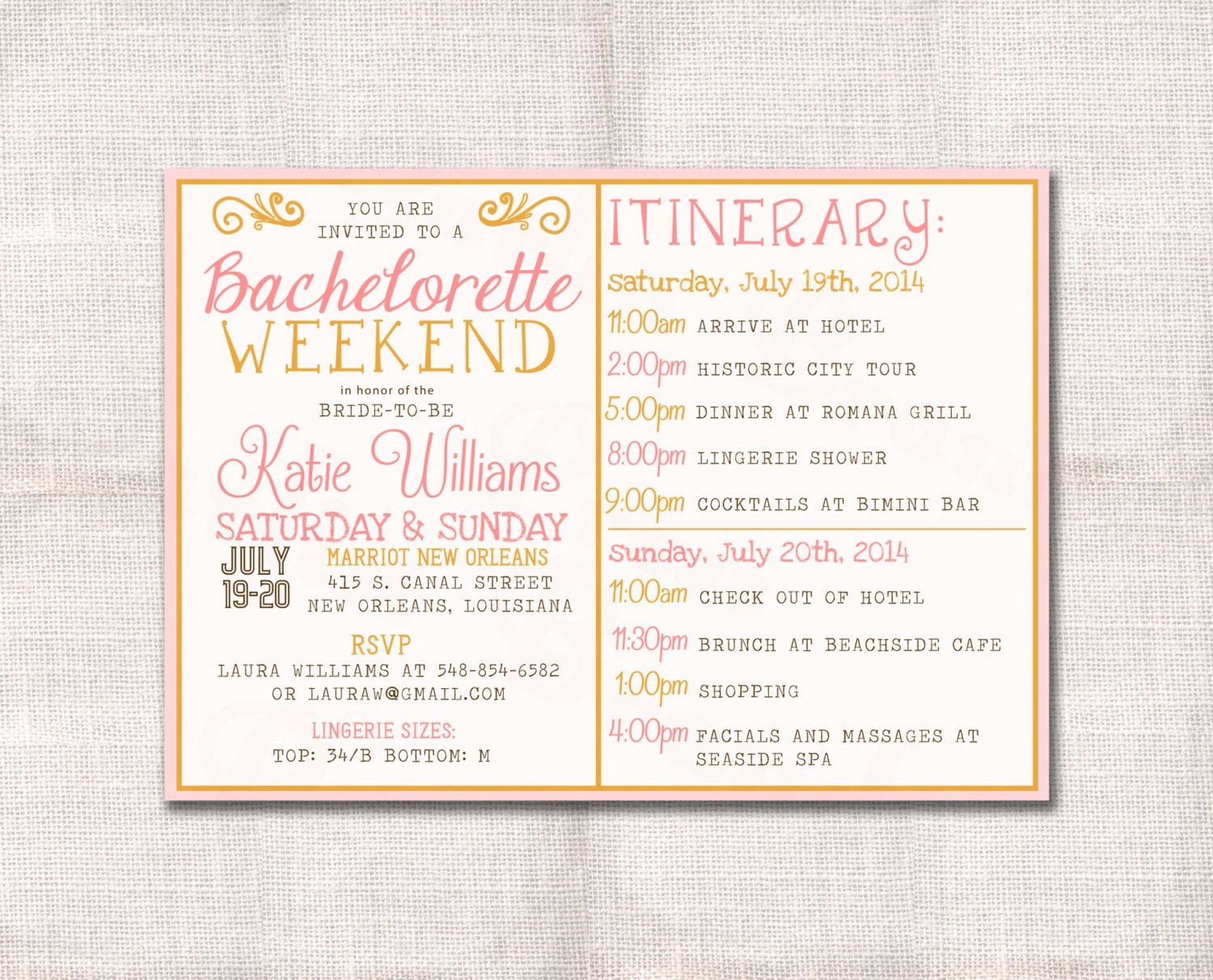 Free Bachelorette Itinerary Template Lovely Bachelorette Party Weekend Invitation and Itinerary Custom