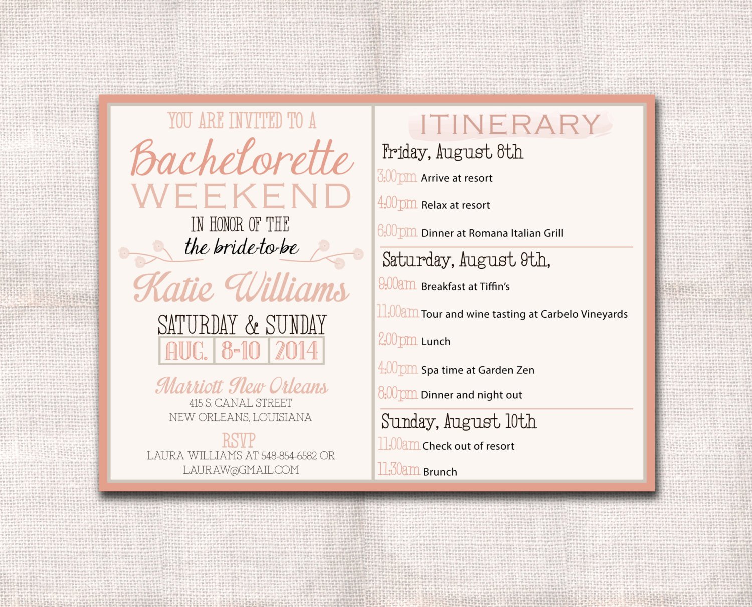 Free Bachelorette Itinerary Template Lovely Bachelorette Party Weekend Invitation and Itinerary Custom