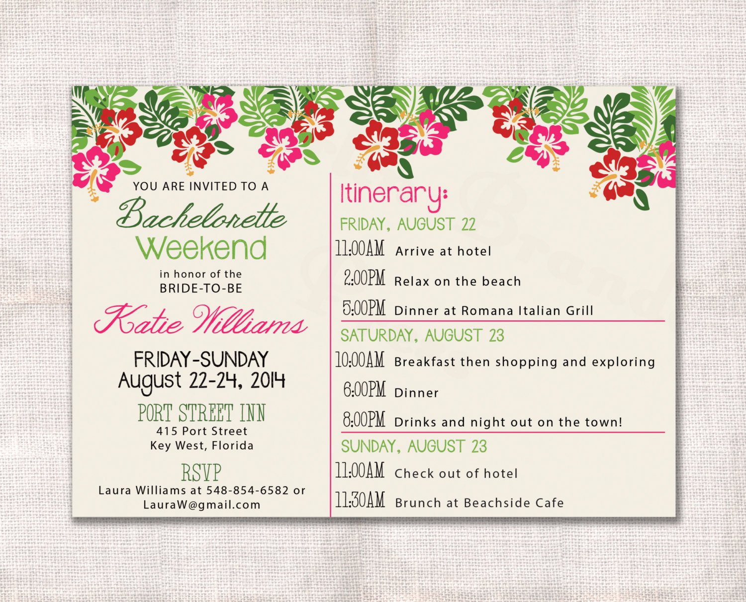 Free Bachelorette Itinerary Template Luxury Bachelorette Party Weekend Invitation and Itinerary Custom