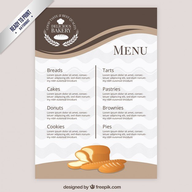 Free Bakery Menu Template Elegant Elegant Menu Template Bakery Vector