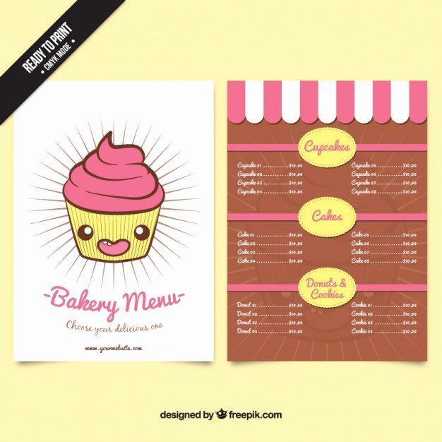 Free Bakery Menu Template Elegant Nice Cupcake Bakery Menu Template Vector