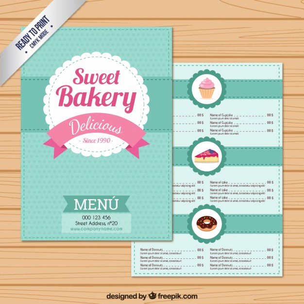 Free Bakery Menu Template Fresh Sweet Bakery Menu Template Vector