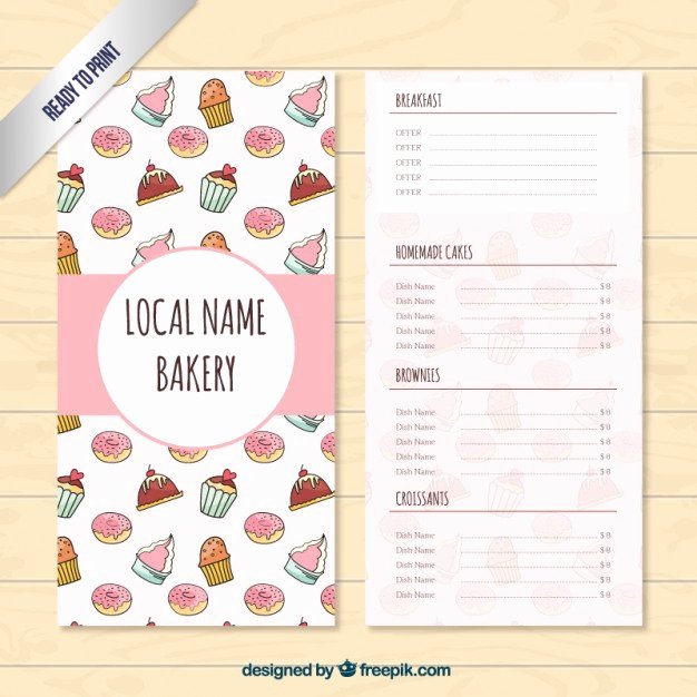 Free Bakery Menu Template Lovely Local Name Bakery Menu Template Vector