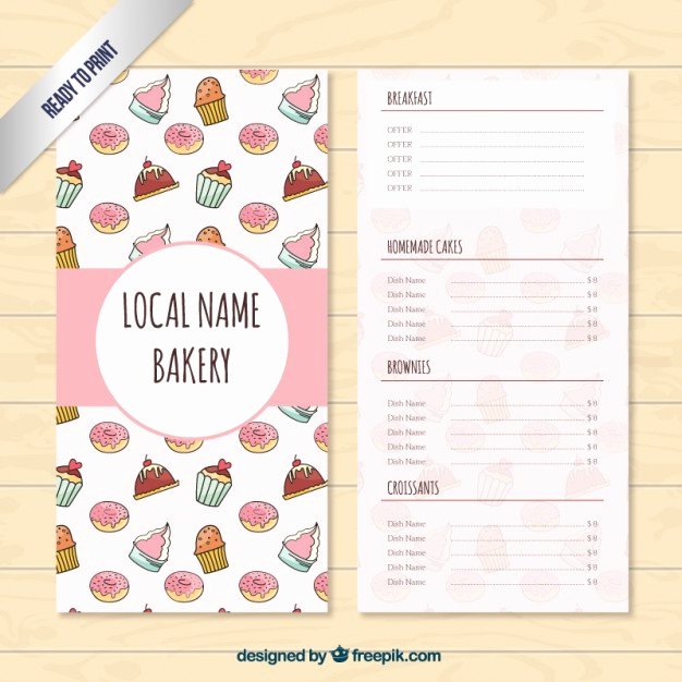 Free Bakery Menu Template Lovely Local Name Bakery Menu Template Vector