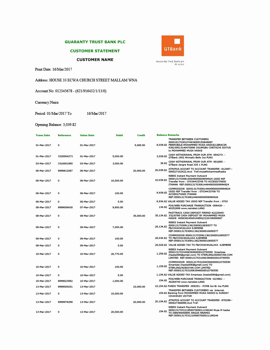 Free Bank Statement Template New 23 Editable Bank Statement Templates [free] Template Lab