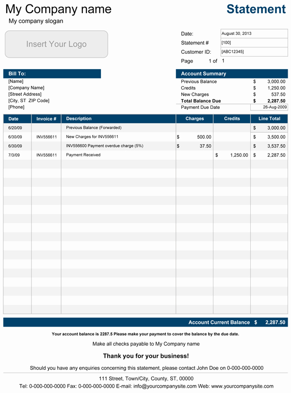 Free Bank Statement Template New Printable Account Statement Template for Excel