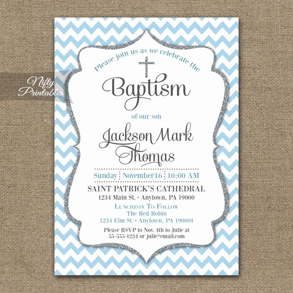 Free Baptism Invitation Templates Best Of Blue Baptism Invitations Printable Baby Blue Chevron Baptism