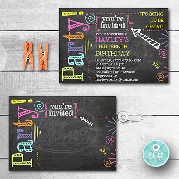 Free Birthday Chalkboard Template Best Of Editable Chalkboard Birthday Invitation Neon Colors