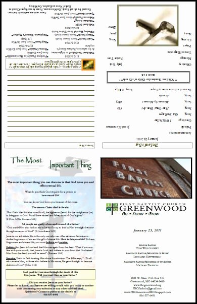 Free Bulletin Template Awesome Free Church Bulletin Layouts Greenwood Bulletin1