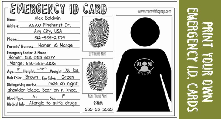 Free Child Id Card Template Awesome Emergency Id Cards Free Download Mom with A Prep