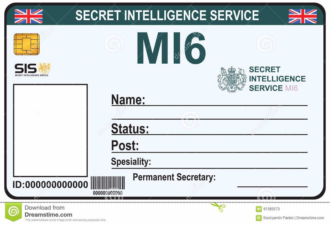 Free Child Id Card Template Beautiful Identité Un Agent Secret De Mi 6 Illustration De Vecteur