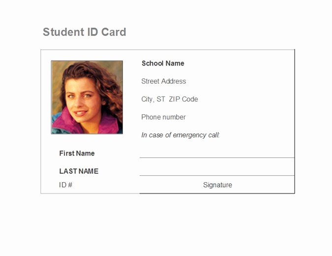 Free Child Id Card Template Fresh Student Identification Card