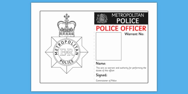 Free Child Id Card Template Inspirational Police Identity Badge Role Play Template Police Id Badge