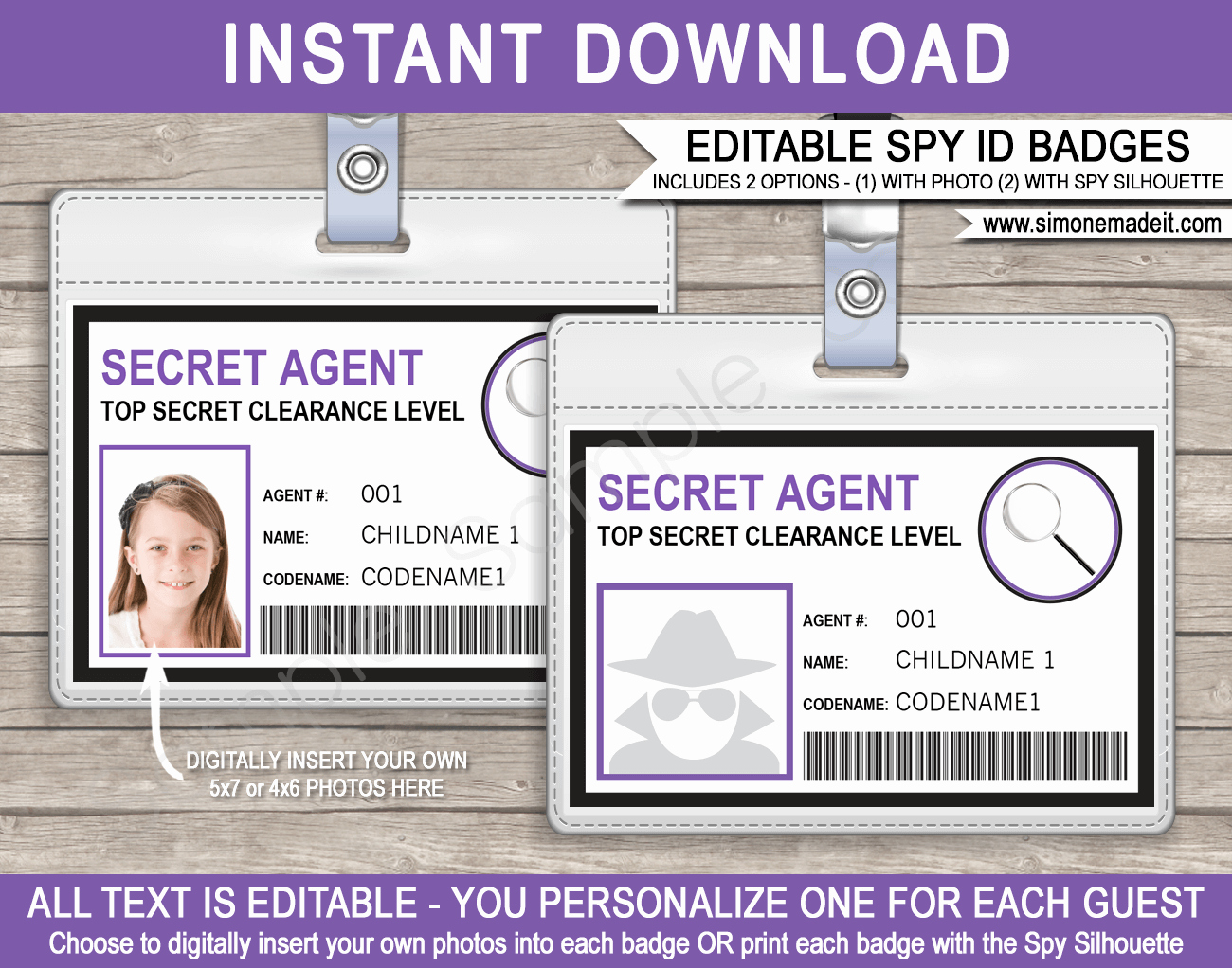 Free Child Id Card Template Lovely Girls Secret Agent Badge Template Spy Badge