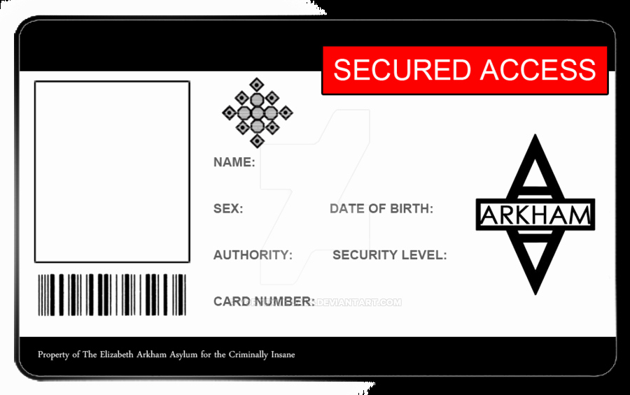 Free Child Id Card Template Luxury Arkham asylum Id Card Blank by Vortexvisuals On Deviantart