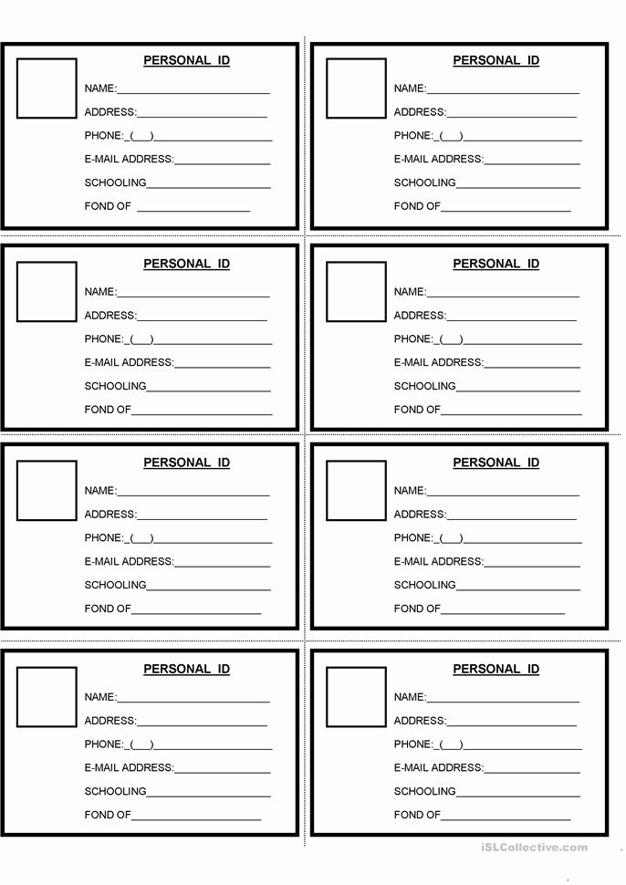 Free Child Id Card Template Unique Id Cards Worksheet Free Esl Printable Worksheets Made by