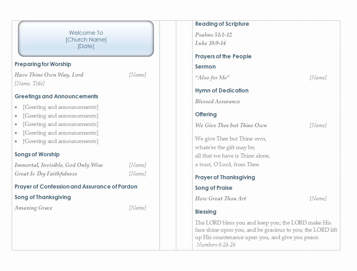 Free Church Bulletin Templates Best Of Church Program Template
