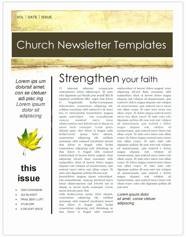 Free Church Bulletin Templates Microsoft Publisher Beautiful Fall Leaves Church Newsletter Template Template