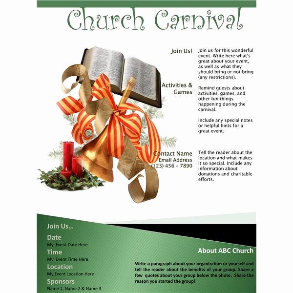 Free Church Flyer Templates Microsoft Word Elegant 3 Church Carnival Flyer Templates Using Microsoft Fice