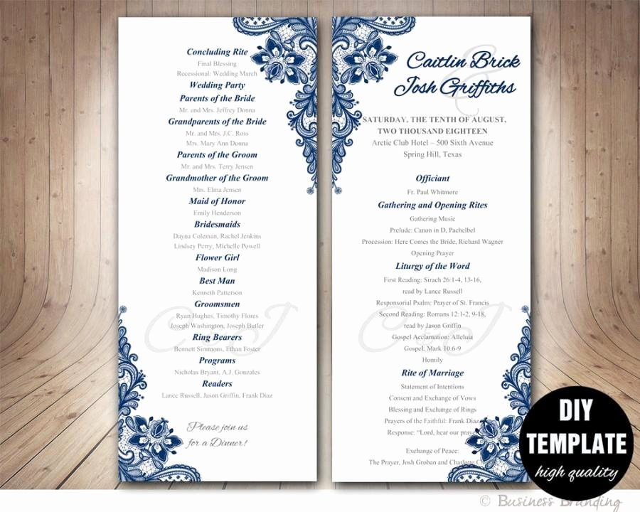 Free Church Program Template Microsoft Word Best Of Navy Blue Wedding Program Template Instant Download