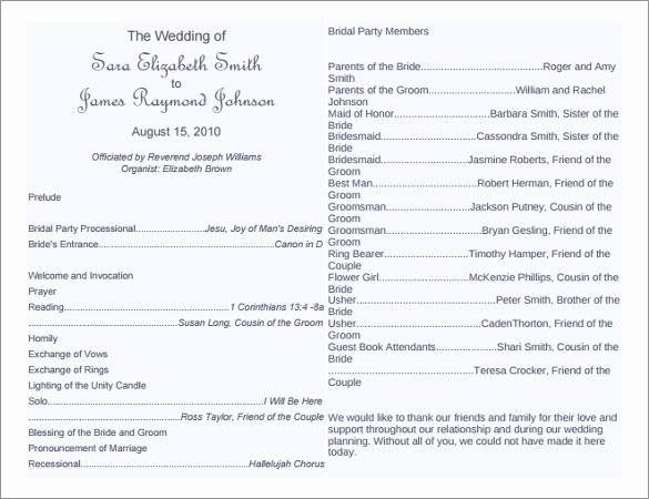 Free Church Program Template Microsoft Word Fresh 8 Word Wedding Program Templates Free Download